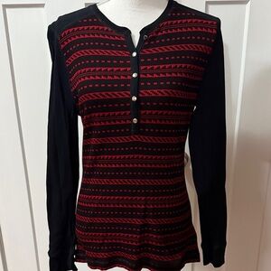 Chaps Black and Red Long Sleeve Top